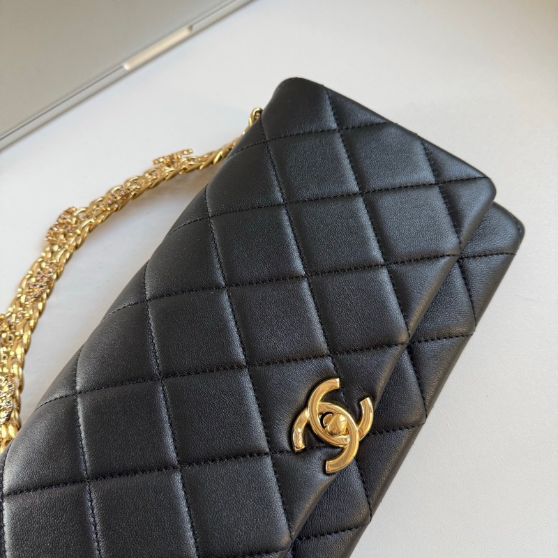 Chanel 24c粉飾黑金鏈條cf 手提包 極致高級感✨-8