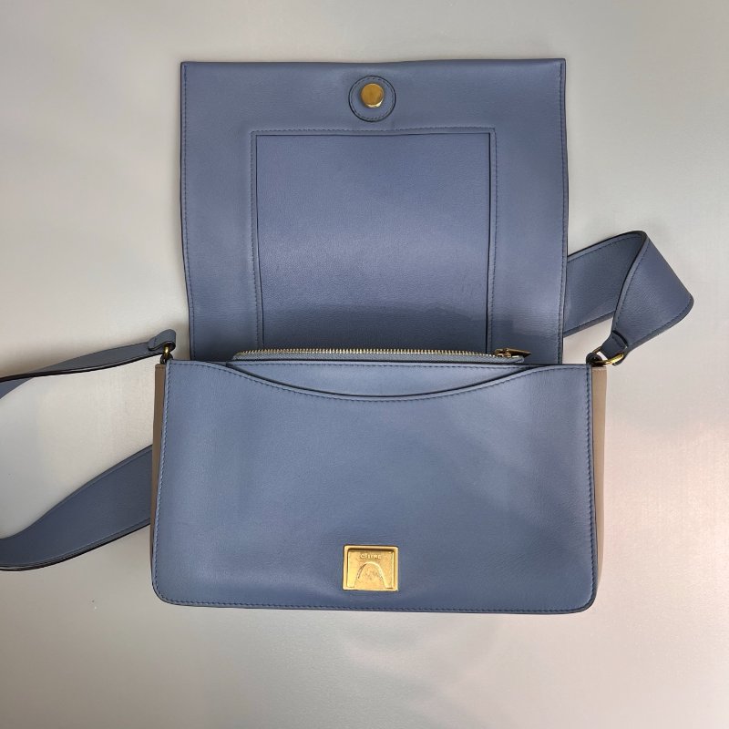 CELINE  霧霾藍拚奶茶FRAME肩背包-5