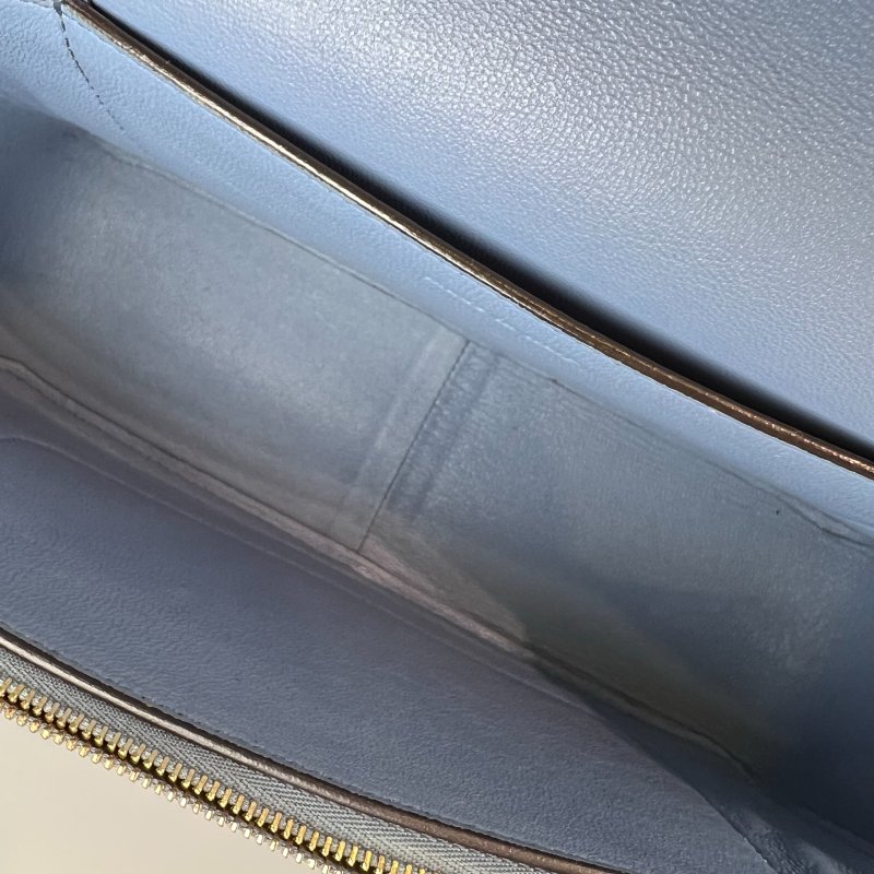 CELINE  霧霾藍拚奶茶FRAME肩背包-7