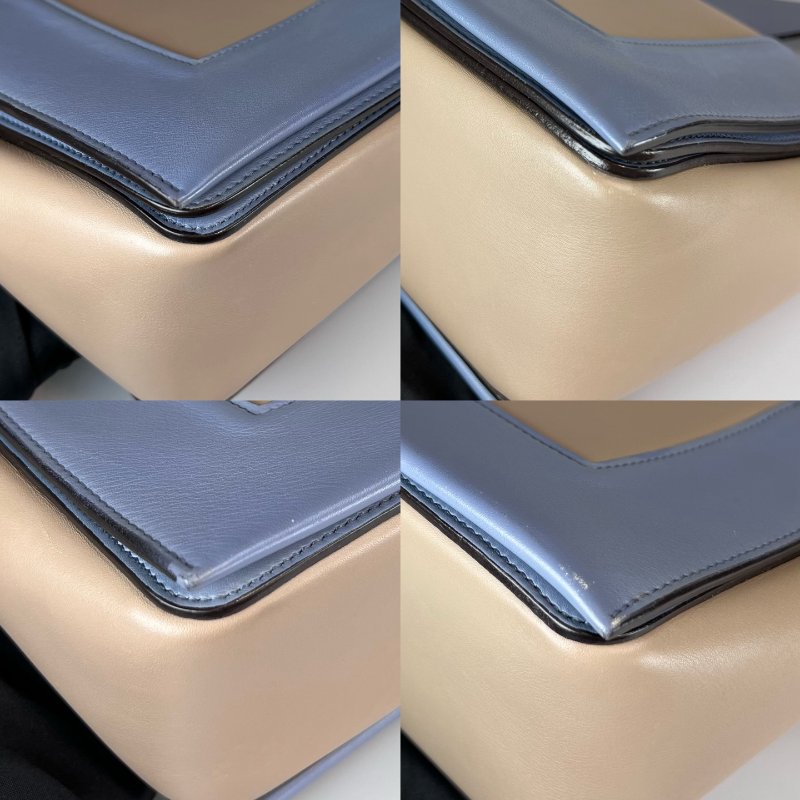 CELINE  霧霾藍拚奶茶FRAME肩背包-16