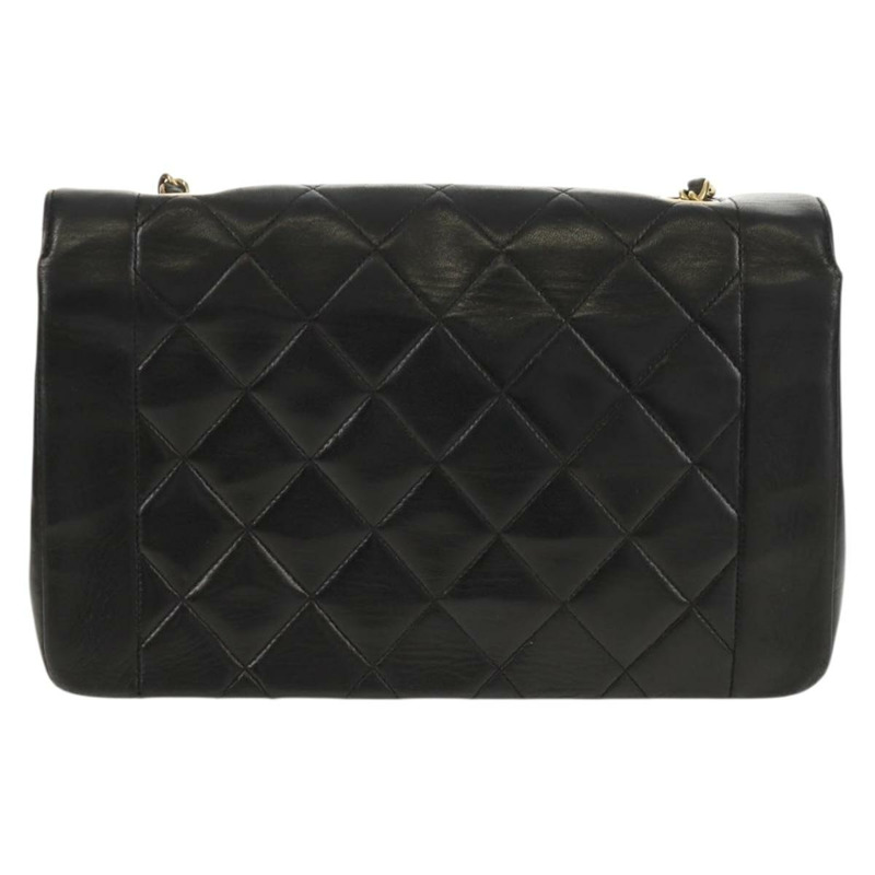 【日本直送】香奈兒 (CHANEL) 絎縫鏈條 Diana 單肩包，羊皮材質，黑色，金色雙 C 標誌，正品編號 147913V-1