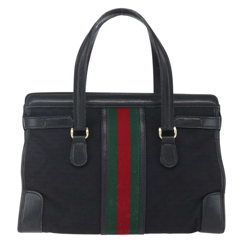 【日本直送】GUCCI Micro GG Supreme Web Sherry Line 手提包 黑色 金色 正品 152363V-1
