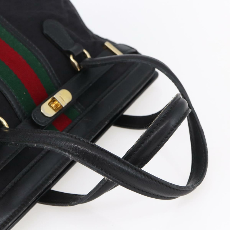 【日本直送】GUCCI Micro GG Supreme Web Sherry Line 手提包 黑色 金色 正品 152363V-6