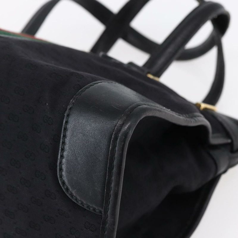 【日本直送】GUCCI Micro GG Supreme Web Sherry Line 手提包 黑色 金色 正品 152363V-8