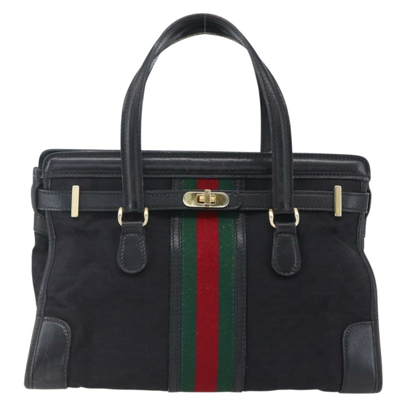 【日本直送】GUCCI Micro GG Supreme Web Sherry Line 手提包 黑色 金色 正品 152363V-12