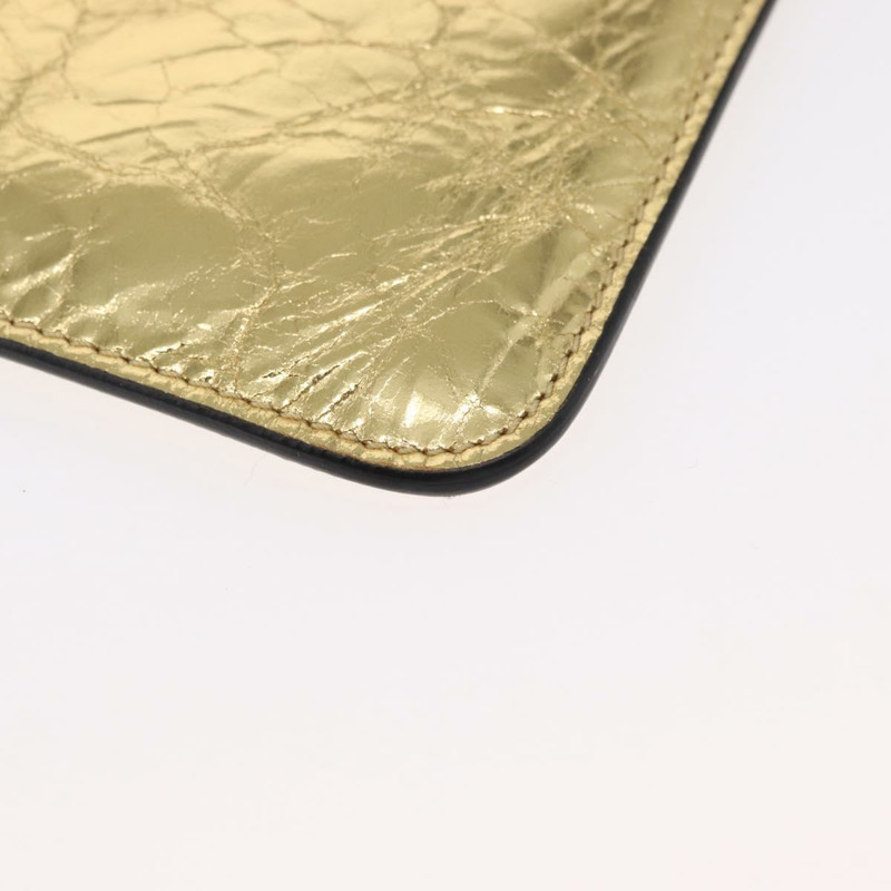 【日本直送】香奈兒金色雙C標誌皮革手拿包，貨號152375AM-6