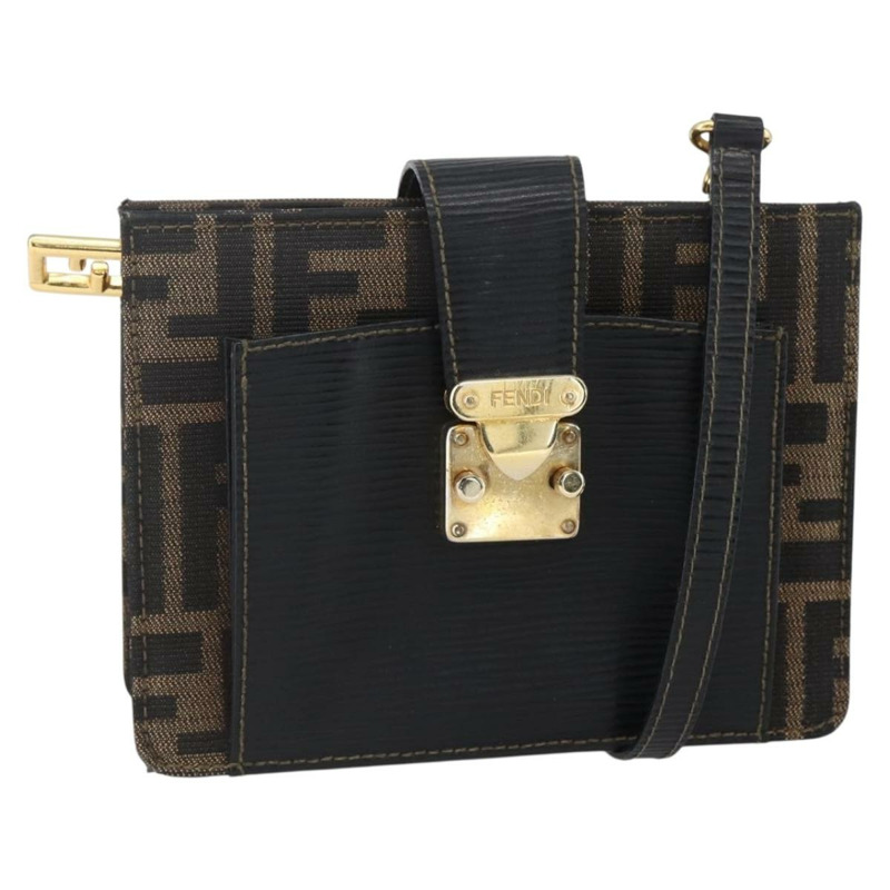 【日本直送】FENDI Zucca帆布Mamma Baguette單肩包 黑色棕色 正品 152381V-0