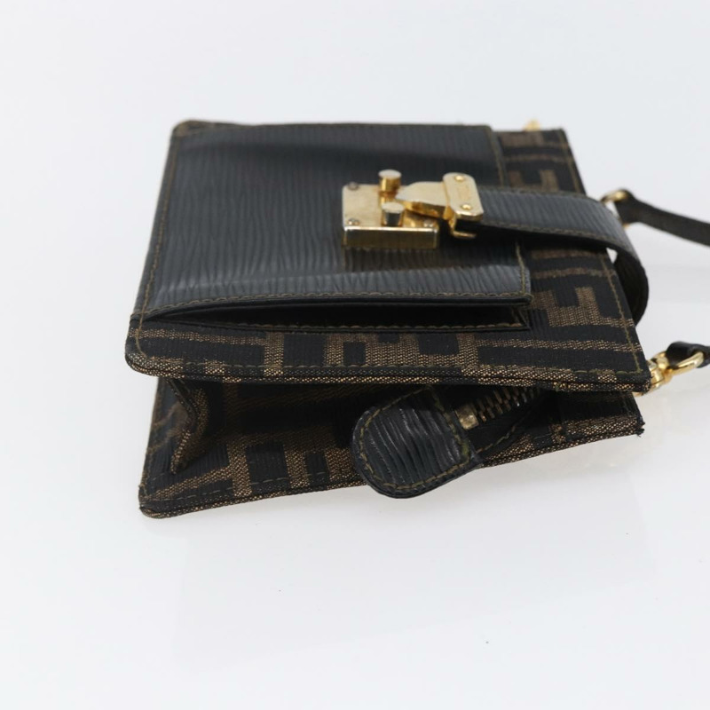 【日本直送】FENDI Zucca帆布Mamma Baguette單肩包 黑色棕色 正品 152381V-3