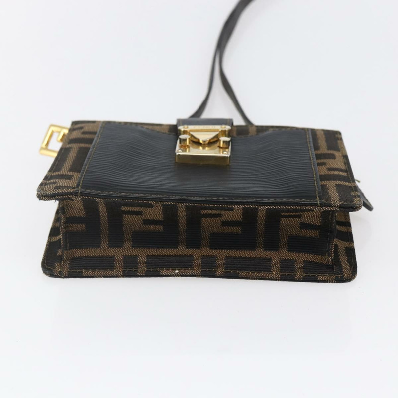 【日本直送】FENDI Zucca帆布Mamma Baguette單肩包 黑色棕色 正品 152381V-4