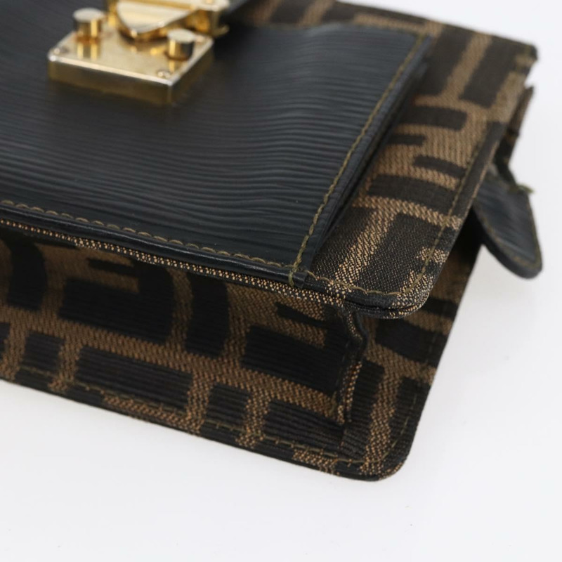 【日本直送】FENDI Zucca帆布Mamma Baguette單肩包 黑色棕色 正品 152381V-8