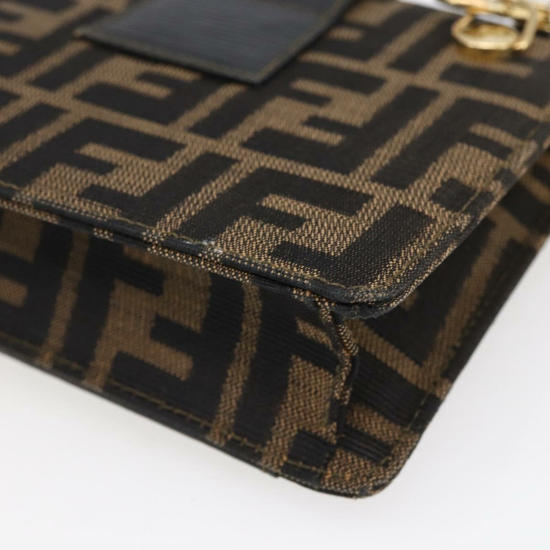 【日本直送】FENDI Zucca帆布Mamma Baguette單肩包 黑色棕色 正品 152381V-14