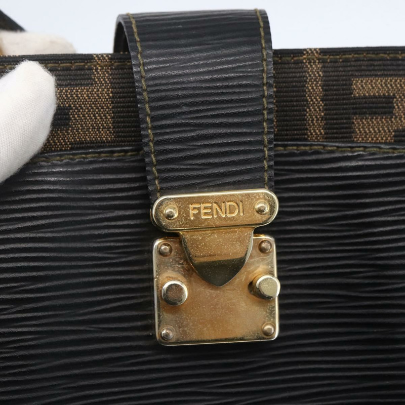 【日本直送】FENDI Zucca帆布Mamma Baguette單肩包 黑色棕色 正品 152381V-16