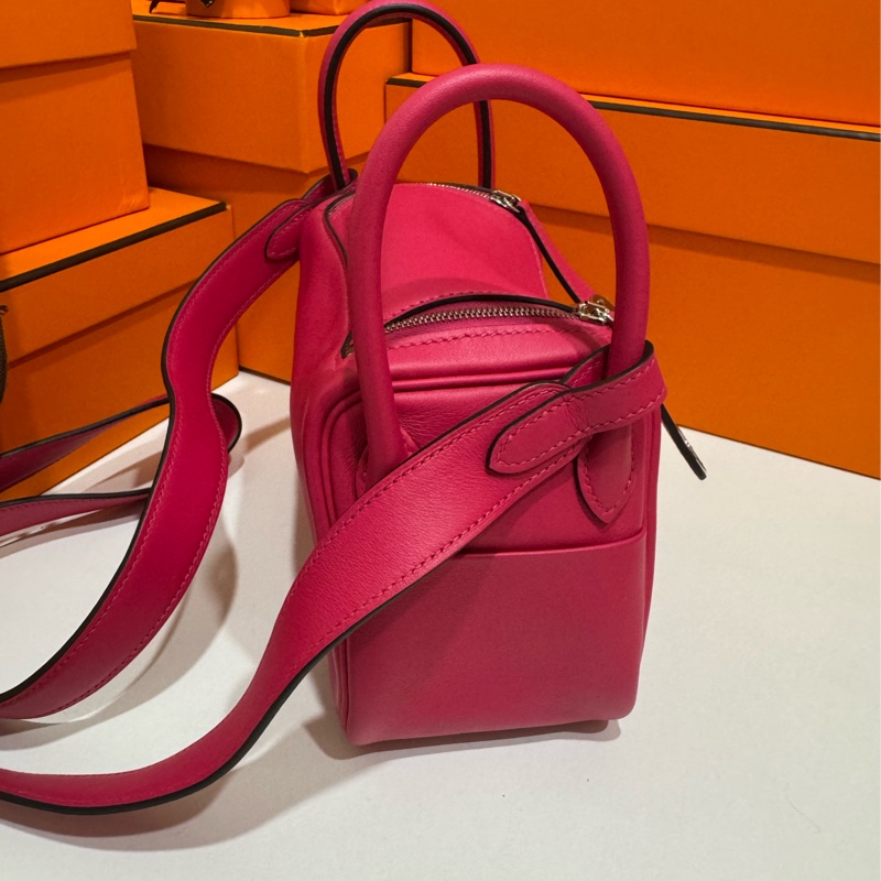 Hermes Mini Lindy Rose maxico 銀釦 💕🩷 超甜美 內裡招財紅色-2