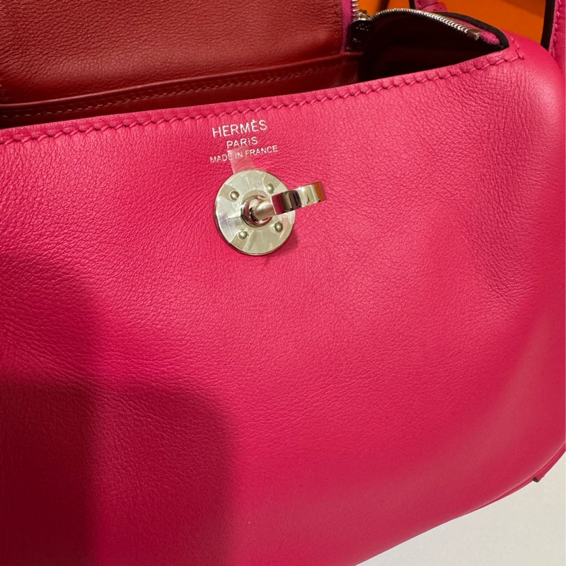 Hermes Mini Lindy Rose maxico 銀釦 💕🩷 超甜美 內裡招財紅色-3