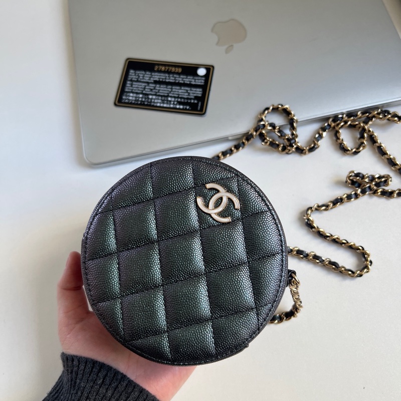 Chanel 小圓餅 ✦˚₊·藍色幻彩牛皮 鏈條包 斜挎包-0