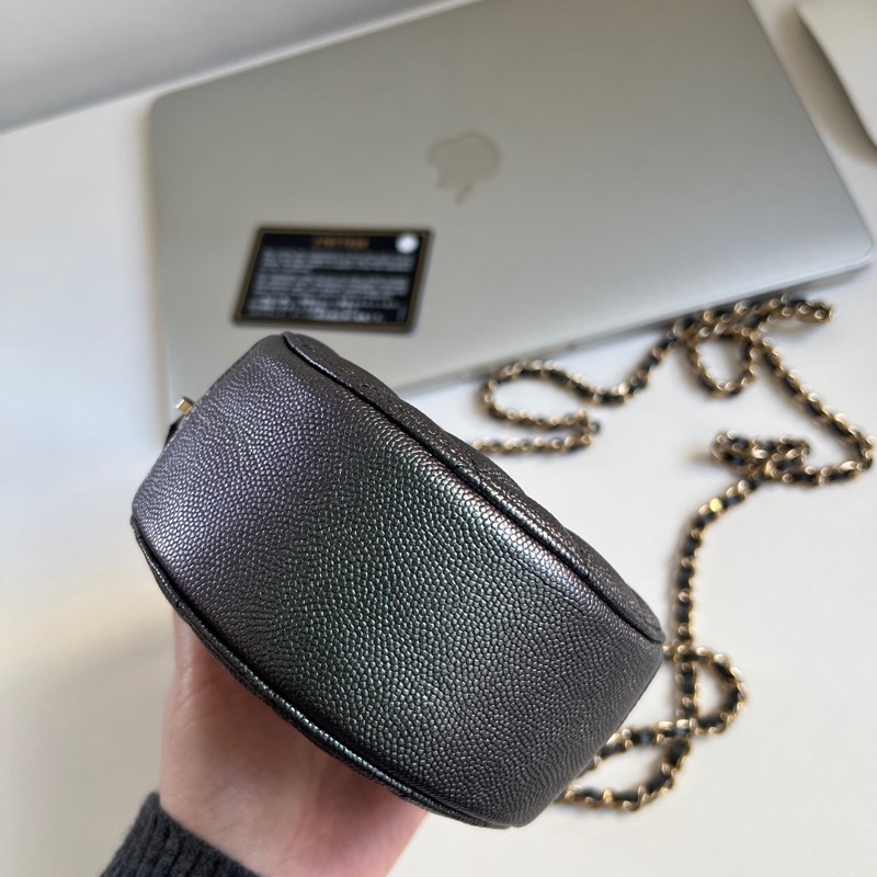 Chanel 小圓餅 ✦˚₊·藍色幻彩牛皮 鏈條包 斜挎包-3