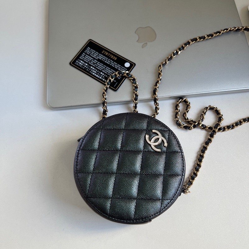 Chanel 小圓餅 ✦˚₊·藍色幻彩牛皮 鏈條包 斜挎包-7