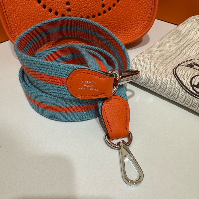 Hermes Mini Evelyne 愛馬仕橙+編織肩帶 🍊 T刻 近全新-5