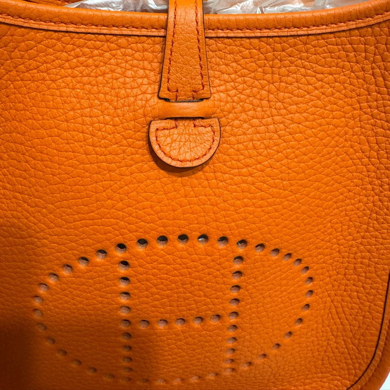 Hermes Mini Evelyne 愛馬仕橙+編織肩帶 🍊 T刻 近全新-6