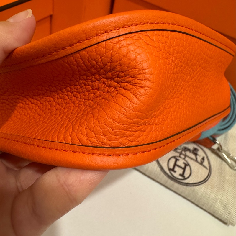 Hermes Mini Evelyne 愛馬仕橙+編織肩帶 🍊 T刻 近全新-7