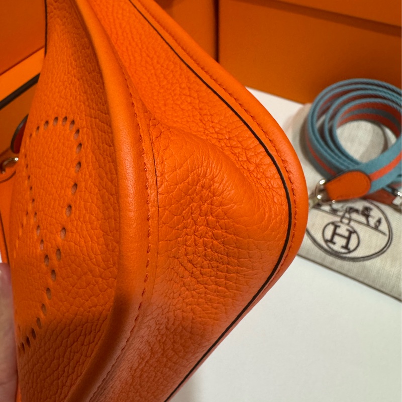 Hermes Mini Evelyne 愛馬仕橙+編織肩帶 🍊 T刻 近全新-8