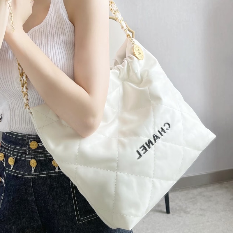 🈶購證#全新帶膜 #櫃上漲到20多萬 香奈兒22bag白金黑字母垃圾袋 小號-5