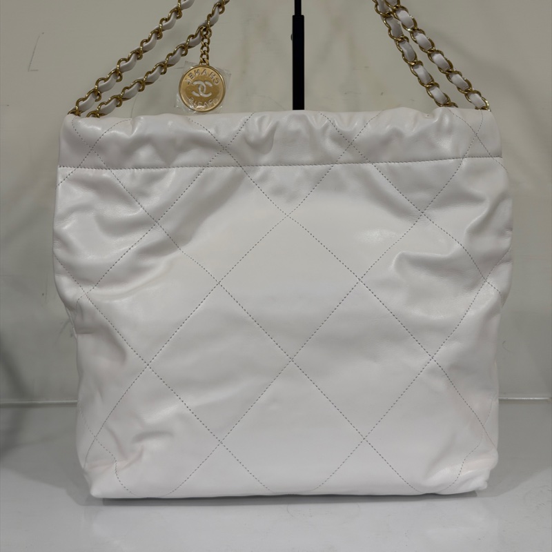 🈶購證#全新帶膜 #櫃上漲到20多萬 香奈兒22bag白金黑字母垃圾袋 小號-11