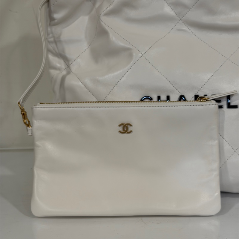 🈶購證#全新帶膜 #櫃上漲到20多萬 香奈兒22bag白金黑字母垃圾袋 小號-14