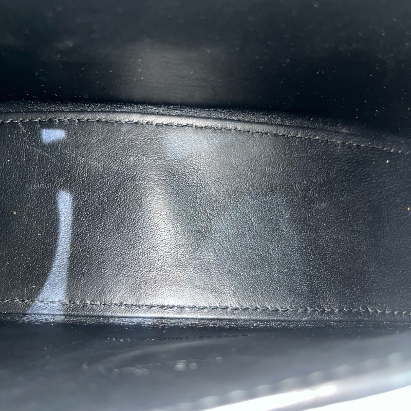 Balenciaga/巴黎世家黑金鱷魚壓紋沙漏xs號斜挎包-8