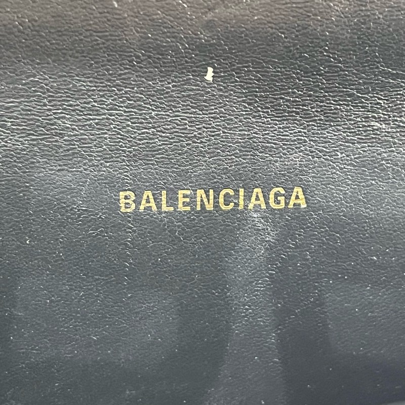Balenciaga/巴黎世家黑金鱷魚壓紋沙漏xs號斜挎包-10