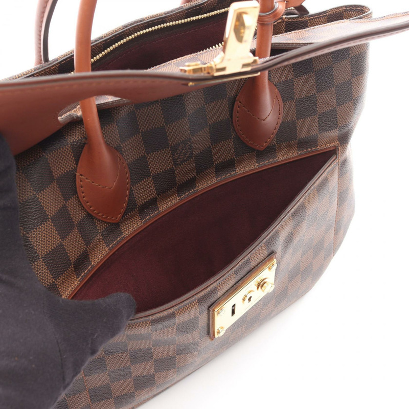路易威登 Ascot 手提包 N41273 Damier 帆布皮革棕色 Ebene 二手女士-3