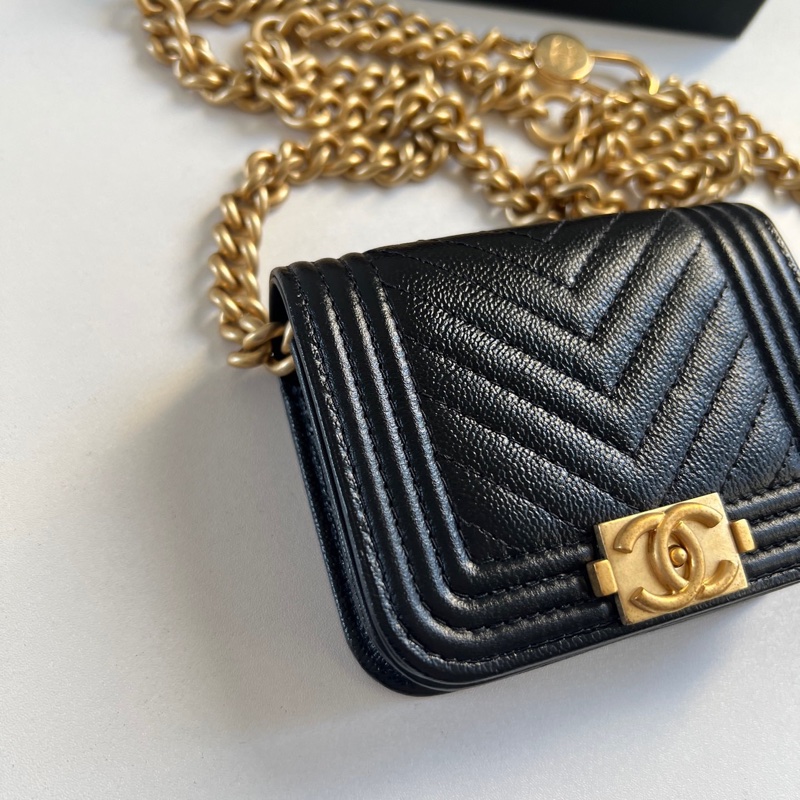 ✦˚₊· Chanel 23C 黑金金球leboy mini腰包 晶片款-4