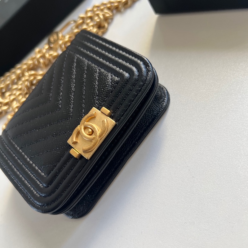 ✦˚₊· Chanel 23C 黑金金球leboy mini腰包 晶片款-5