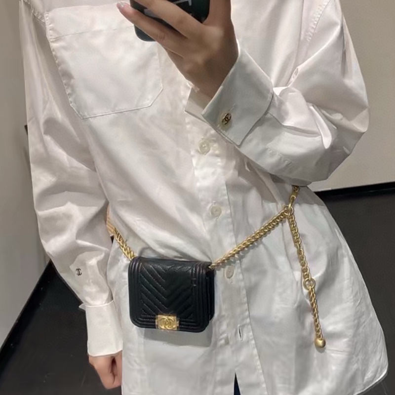 ✦˚₊· Chanel 23C 黑金金球leboy mini腰包 晶片款-11