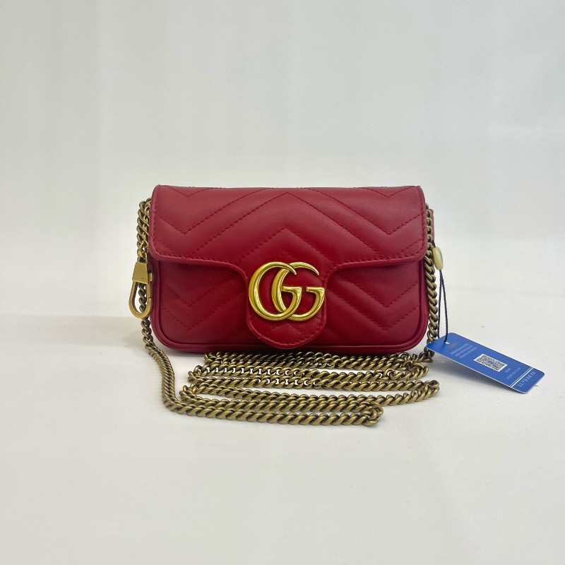 Gucci/古馳紅金馬蒙mini單肩斜挎包有龍蝦扣底長16.5-0