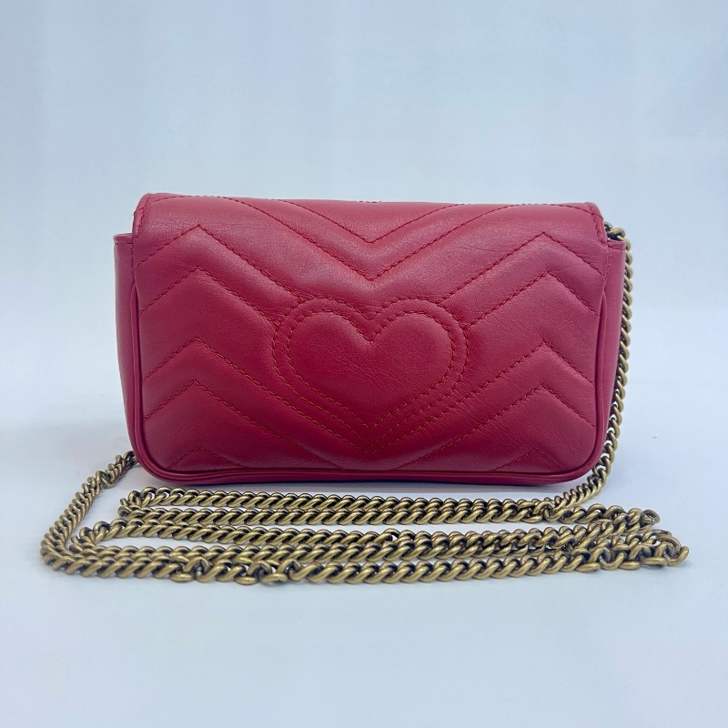 Gucci/古馳紅金馬蒙mini單肩斜挎包有龍蝦扣底長16.5-1