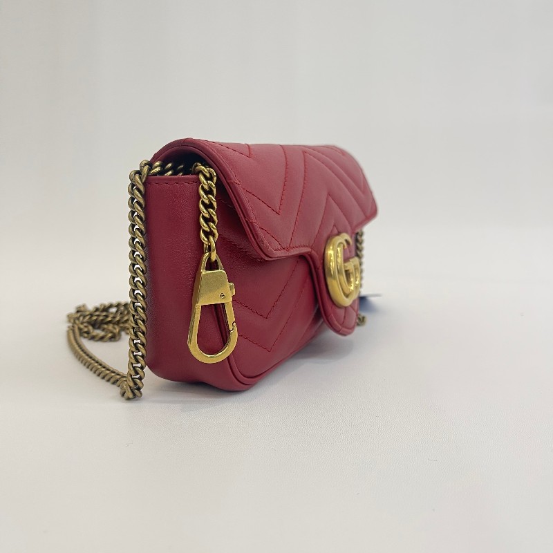 Gucci/古馳紅金馬蒙mini單肩斜挎包有龍蝦扣底長16.5-2