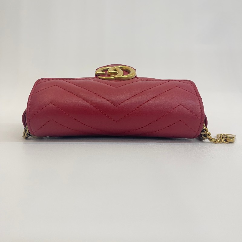 Gucci/古馳紅金馬蒙mini單肩斜挎包有龍蝦扣底長16.5-4