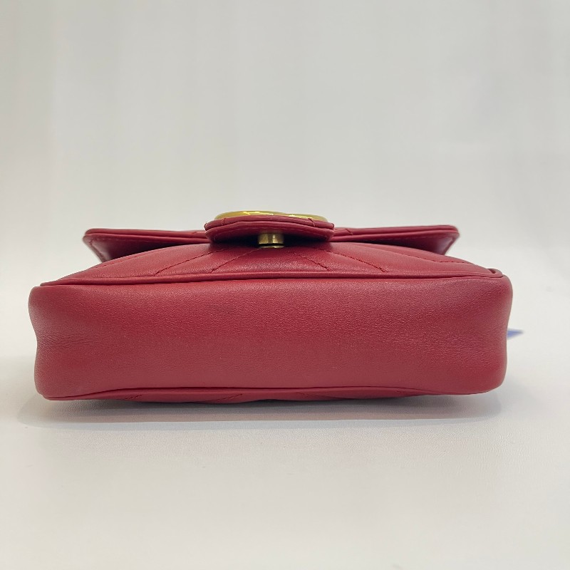 Gucci/古馳紅金馬蒙mini單肩斜挎包有龍蝦扣底長16.5-5