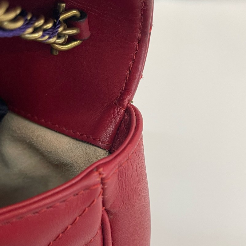 Gucci/古馳紅金馬蒙mini單肩斜挎包有龍蝦扣底長16.5-9