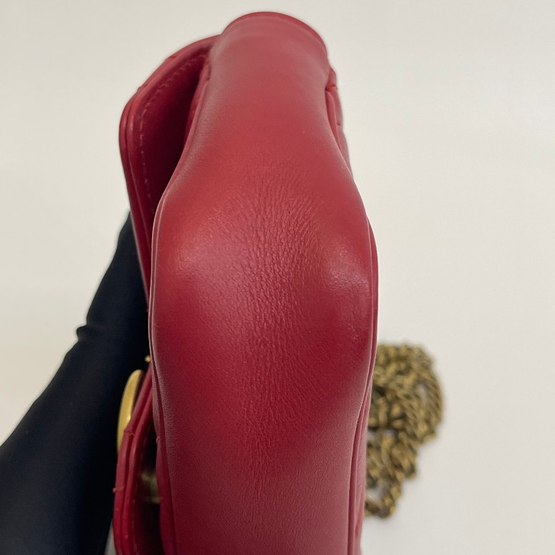 Gucci/古馳紅金馬蒙mini單肩斜挎包有龍蝦扣底長16.5-14