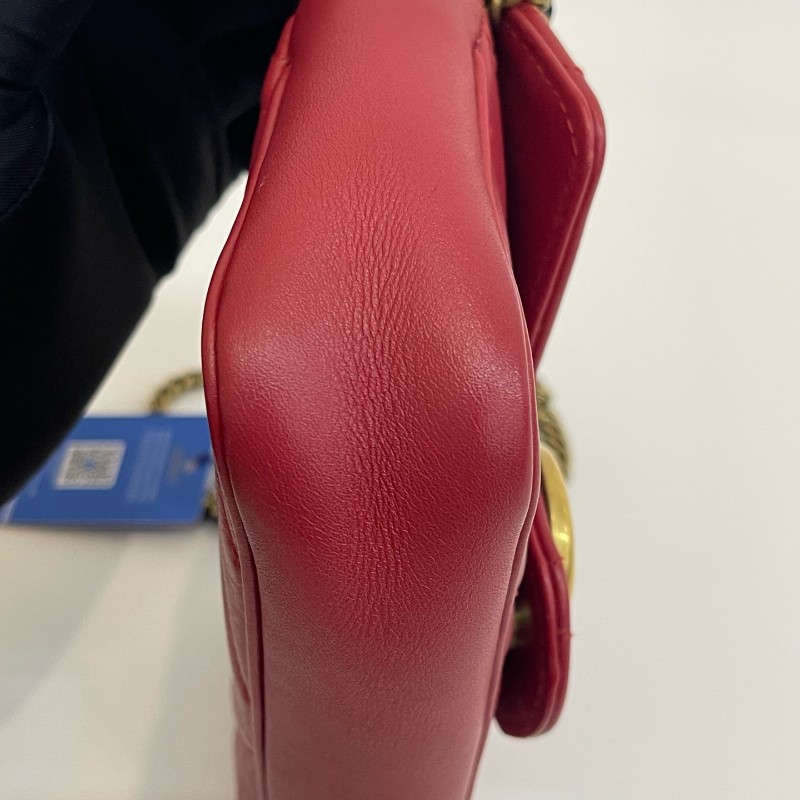 Gucci/古馳紅金馬蒙mini單肩斜挎包有龍蝦扣底長16.5-15