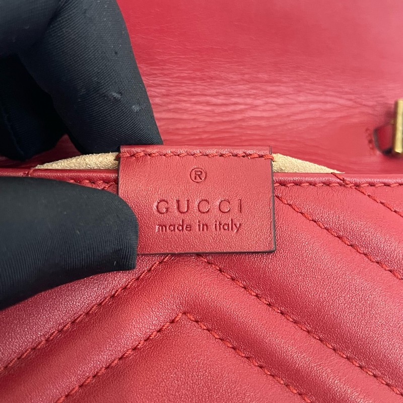 Gucci/古馳紅金馬蒙mini單肩斜挎包有龍蝦扣底長16.5-18