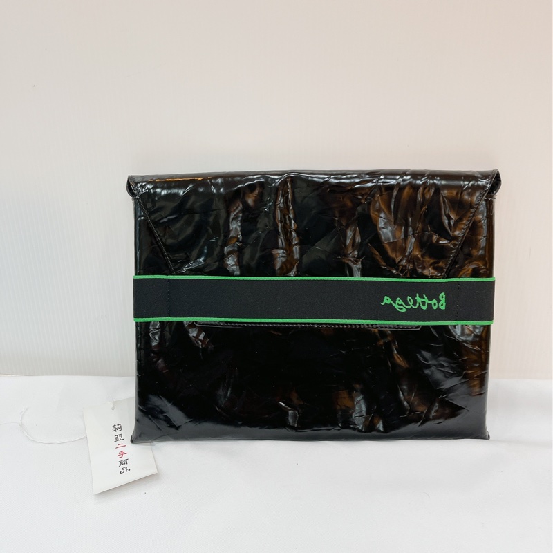 莉亞精品♡BV 701266手拿包 黑綠 二手-2