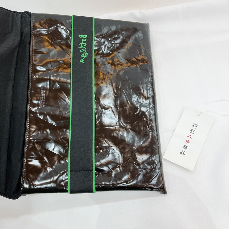 莉亞精品♡BV 701266手拿包 黑綠 二手-12