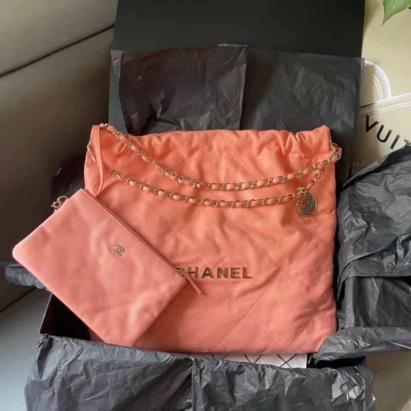 #荔枝皮 #新款粉色 #全配 香奈兒23C 22bag垃圾袋小號-2