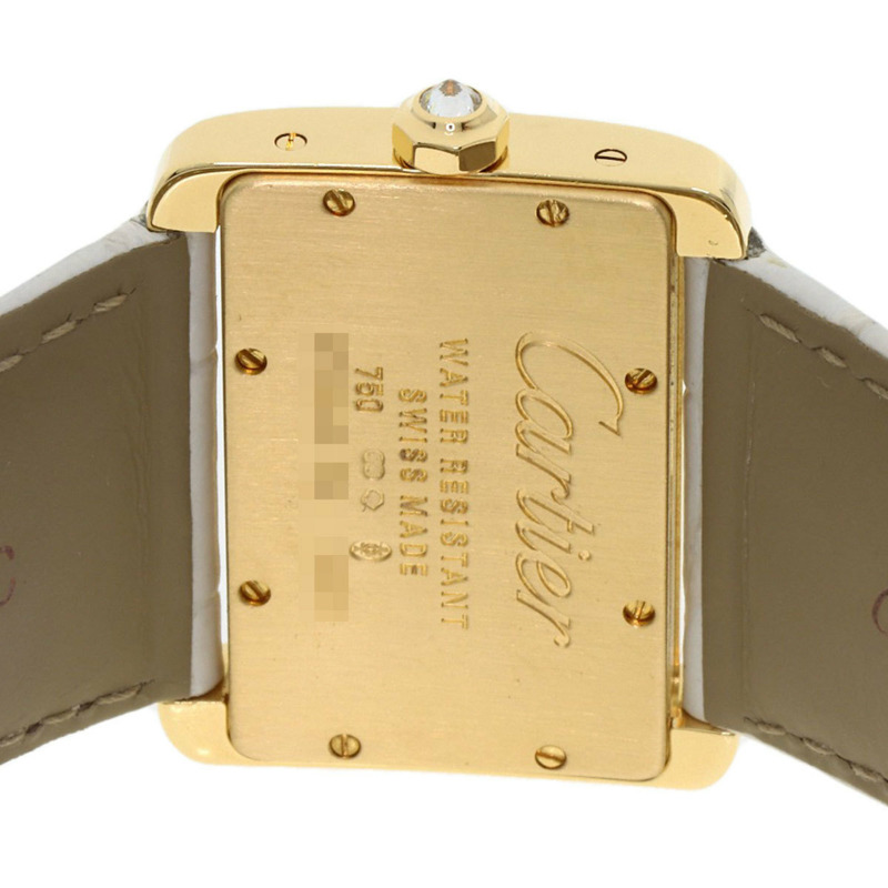 卡地亞 WA301071 迷你戰車 Divan 鑽石腕錶，18K 金，皮革錶帶，鑲鑽，男款-6