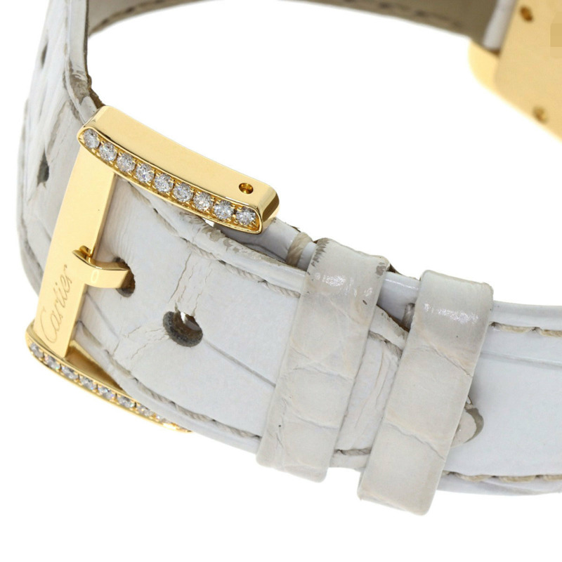 卡地亞 WA301071 迷你戰車 Divan 鑽石腕錶，18K 金，皮革錶帶，鑲鑽，男款-7