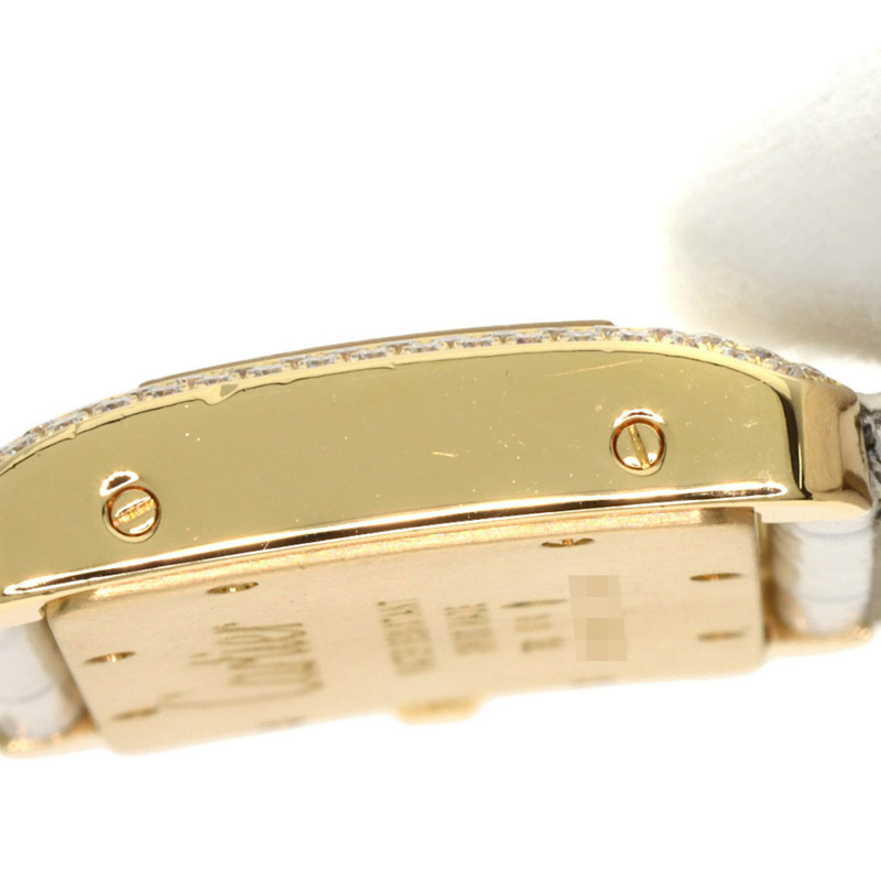 卡地亞 WA301071 迷你戰車 Divan 鑽石腕錶，18K 金，皮革錶帶，鑲鑽，男款-16