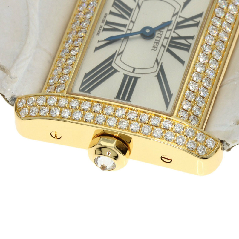 卡地亞 WA301071 迷你戰車 Divan 鑽石腕錶，18K 金，皮革錶帶，鑲鑽，男款-22